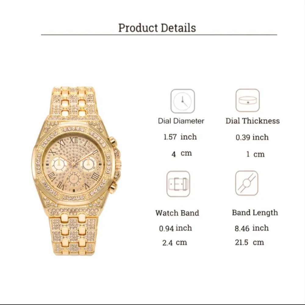 Golden Rhinestones Watch - Picture 4 of 7
